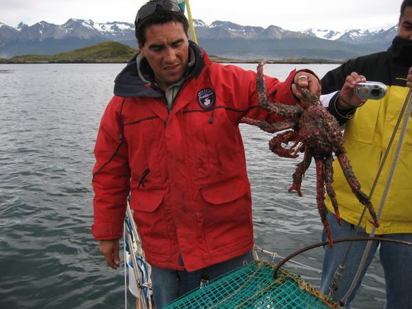 Leo with the king crab we caught