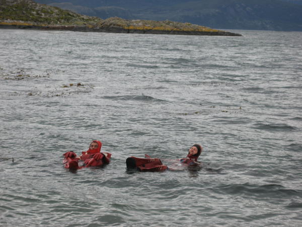 Having a swim with Luciano in the Beagle Channel