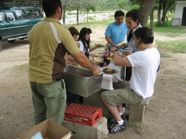 Asado at the river side during 4x4 tour