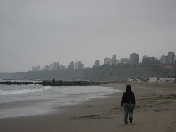 Lima beach with a view on Miraflores