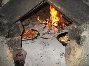 Our homemade pizza´s in the claystove of Fernando´s casa