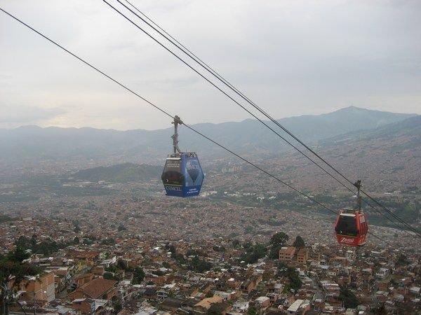 With the cable car in Medellin
