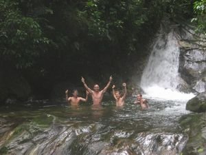 Ender, Brett, me and Mikey swimming in Ciudad Perdida