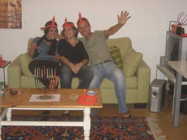 Michal, Gaelle and me ready for the Chanuka party!!!