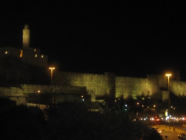 Jerusalem and the old city wall at night