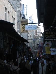 Small streets of Jerusalem with a mixture of religions, races, languages, etc.