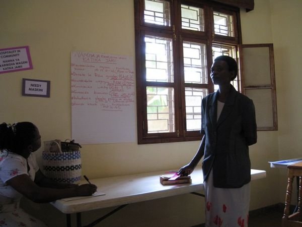 Teresia presenting her group's list of ideas