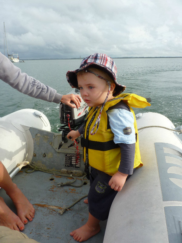 Alex's favourite position - steering the outboard