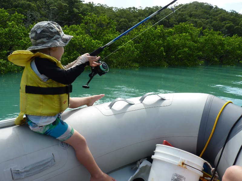 Alex fishing in the mangrove creek
