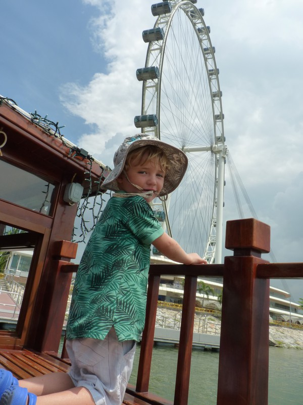 Alex looking at the Singapore Flyer