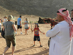 Daniel practicing with a Bedouin sword