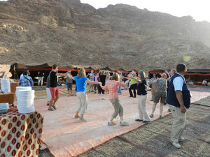 Amy in blue dancing to Bedouin music