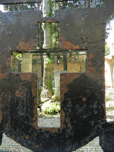 Looking at the garden through the cross keyhole