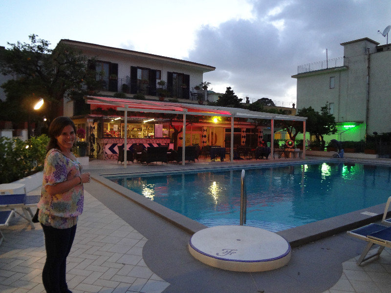 Pool and bar at the hostel