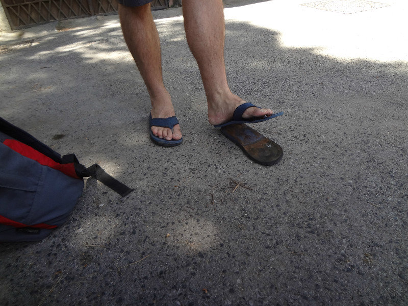 Too much walking for Greg's jandal 