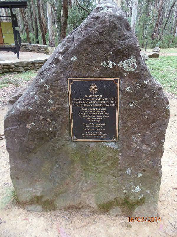 Memorial stone at Stringybark Creek