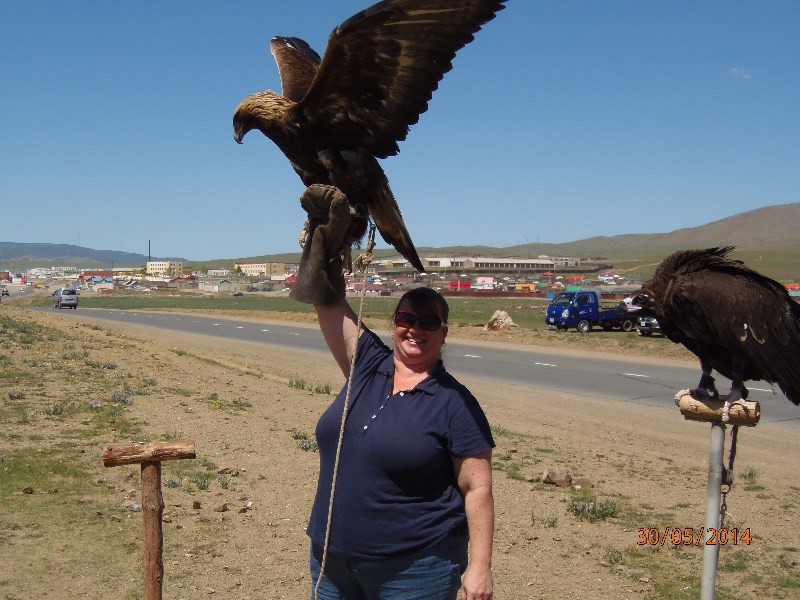 Jenni making friends with the Golden Eagle