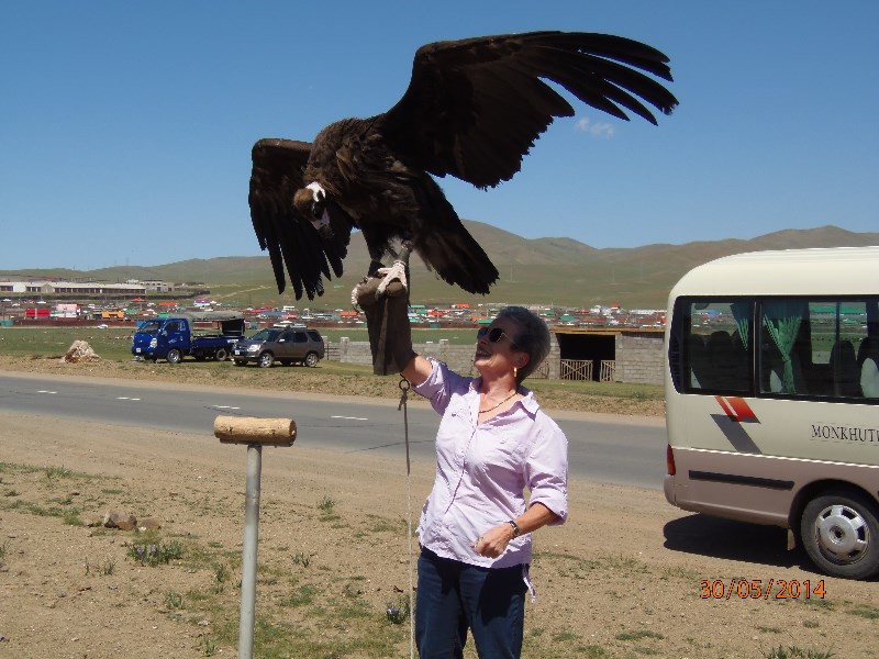 Jan holding the black vulture