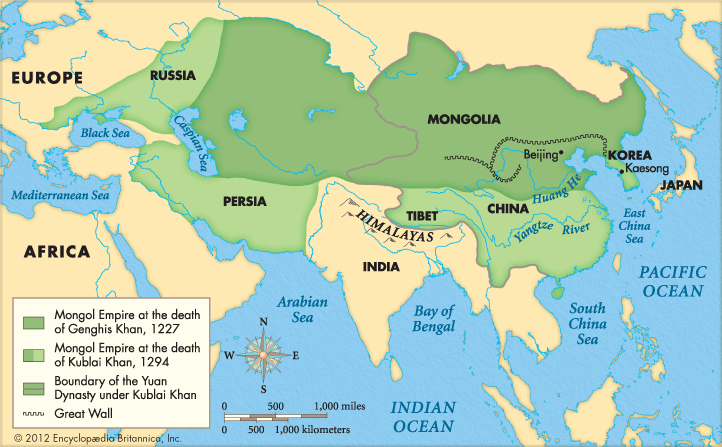 Mongol Empire map (courtesy of Encyclopaedia Britannica)