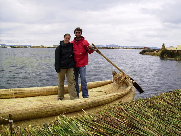 Us in a reed boat