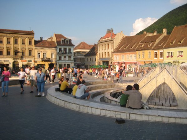 People watching in Brasovs main square.