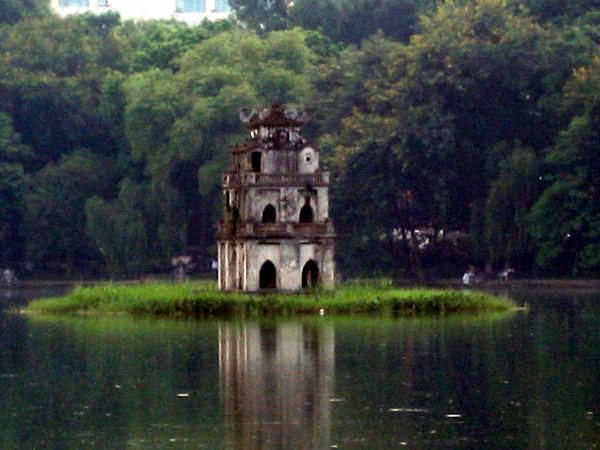 Pagoda in Hoan Kiem Lake