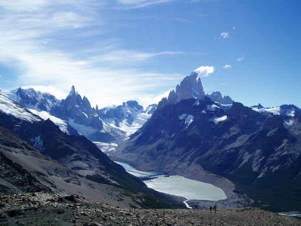    Cerro Torre range and Fitz Roy - view from Pliegue Tumbado