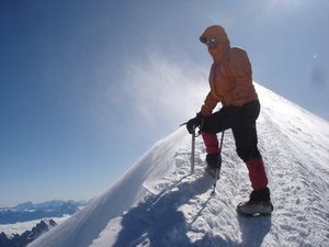 on the summit ridge of Mont Blanc