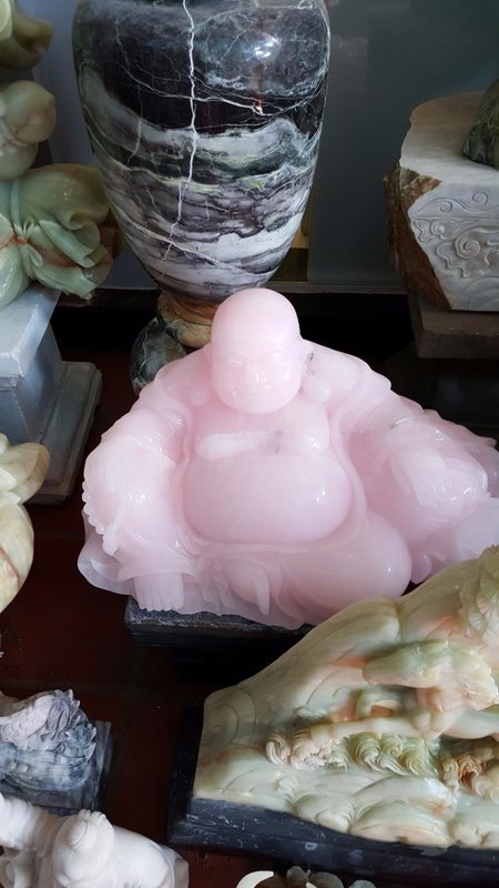 Pink Rose Marble Happy Buddha