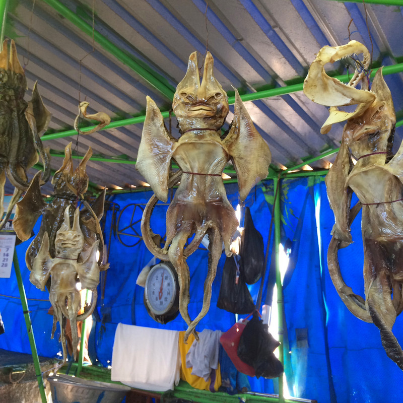 Dried stingray at the fish market 