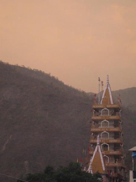 Temple at dusk in Laxman Jhula