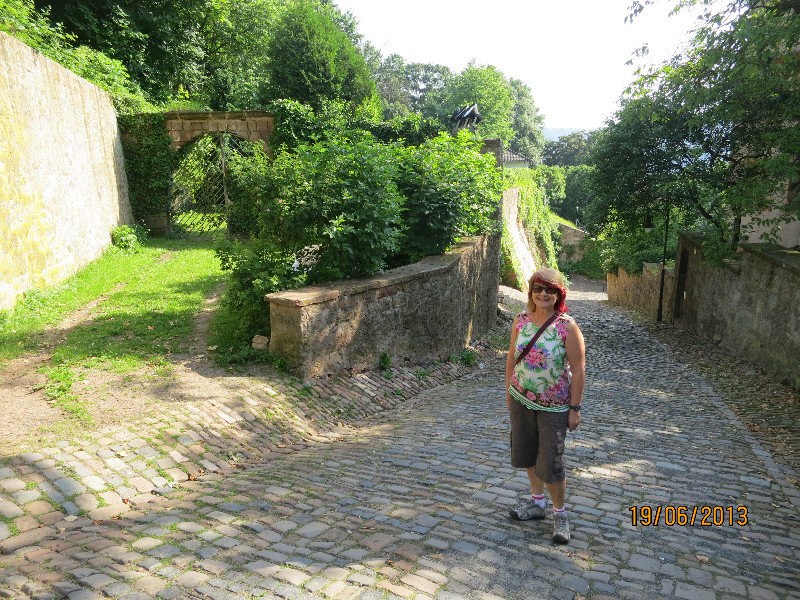Following the cobbled steep path to the schloss