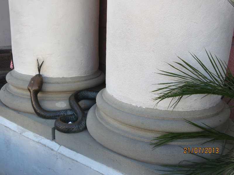 Quirky snake sculpture