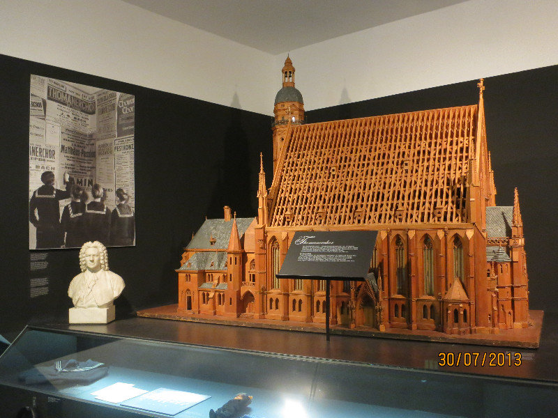Bach and model of St Thomas Church