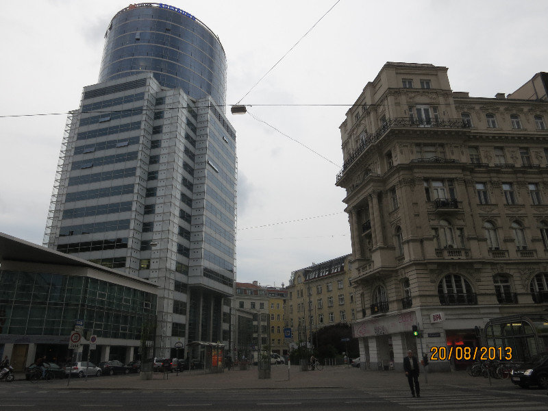 Buildings on Praterstrasse - the old and the modern