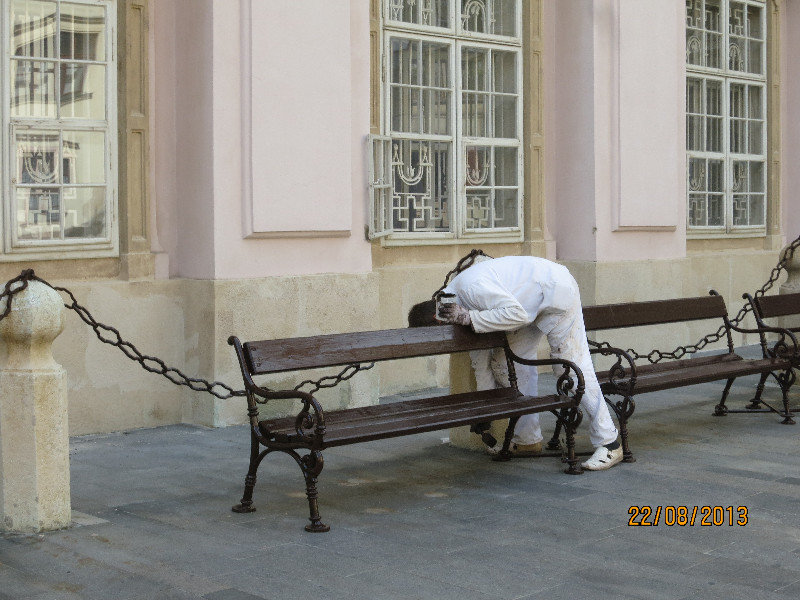 Painting the benches