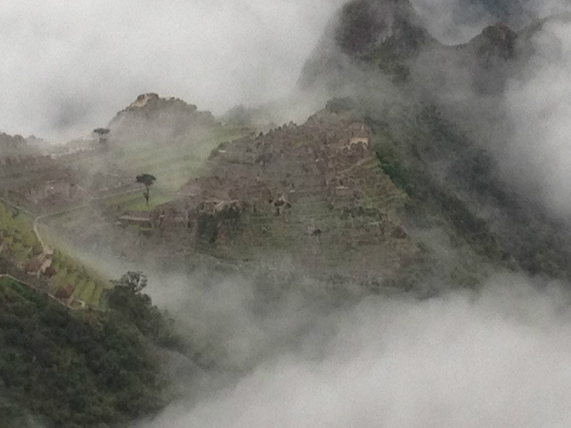 Fog Subsides for out First View of Machu Picchu