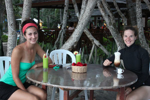 Day Three: Enjoying a drink on the beach after a long day of trekking