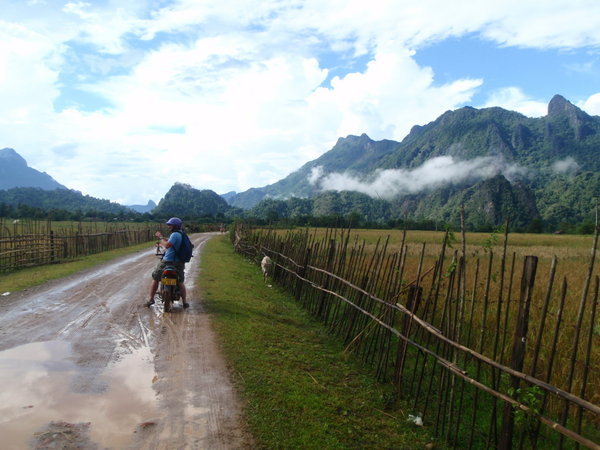 Us out for a little moped ride in Vang Vieng