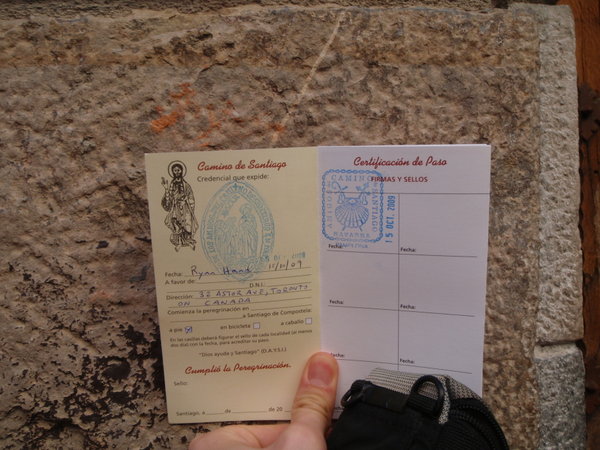 My first stamp in my pilgrim passport