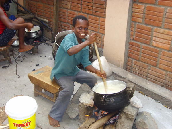 Noble making fufu for supper