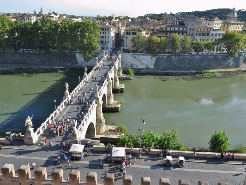 View of St. Angelo Bridge from top of Castel Sant'Angelo