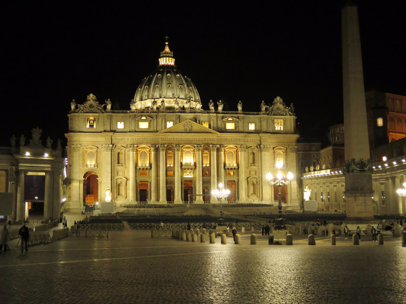 Vatican lit up at night