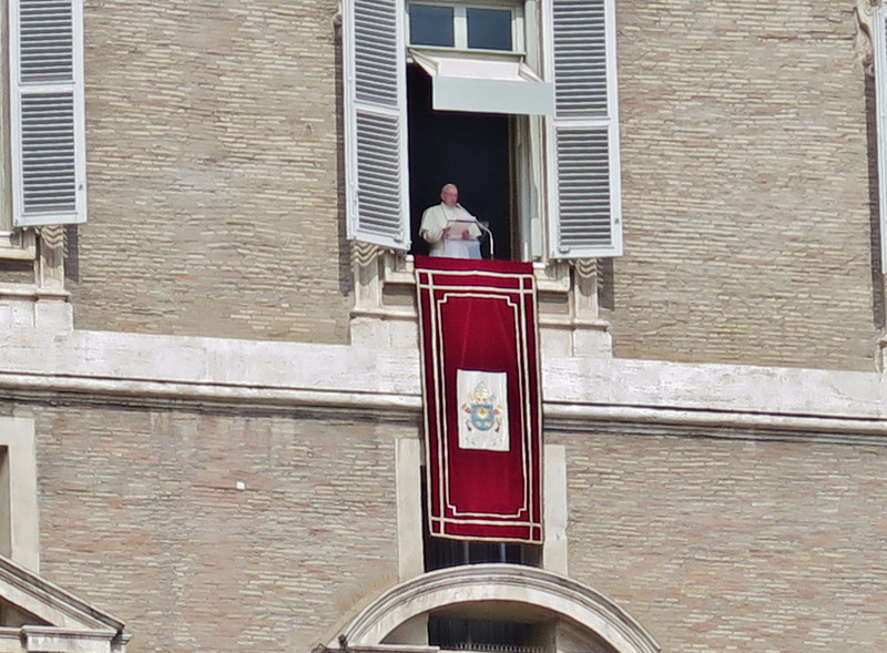 Holy Father Pope Francis giving his Angelus prayer