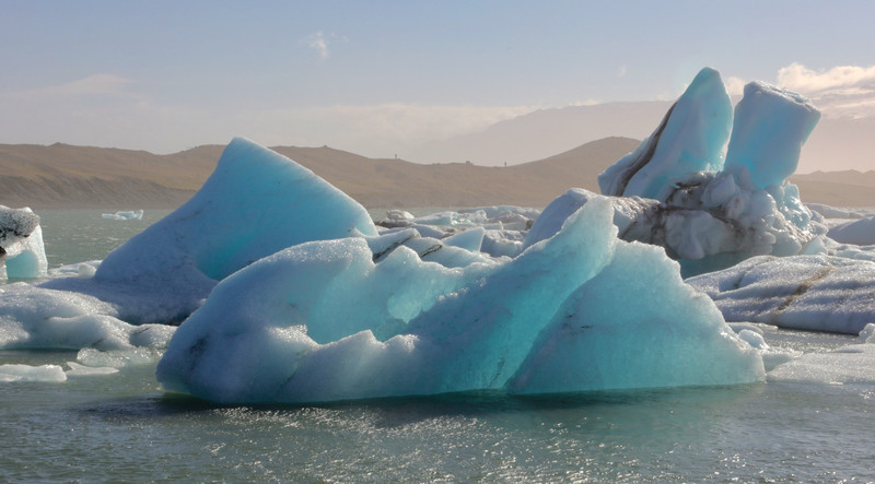 Blue icebergs at Jokulsarlon iceberg lake