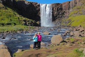 Chris and Adrienne at Gufufoss falls near Seyðisfjörður