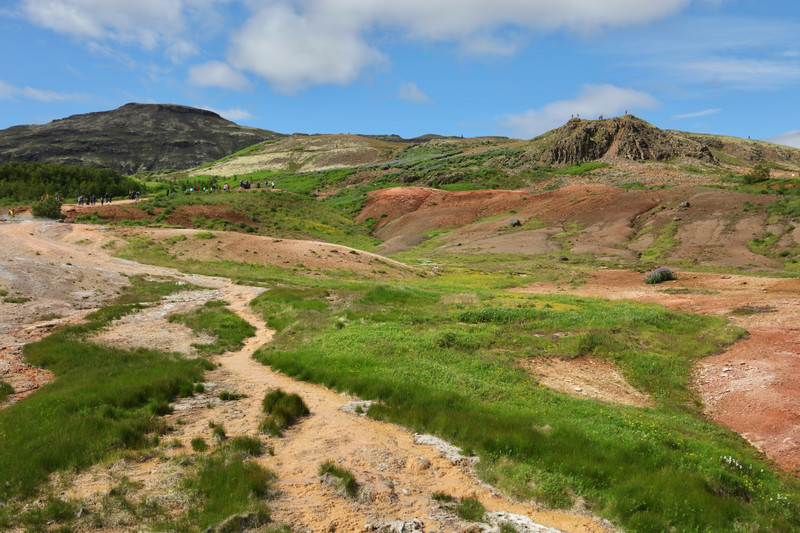 Colourful hillside of the Geysir Geothermal Field