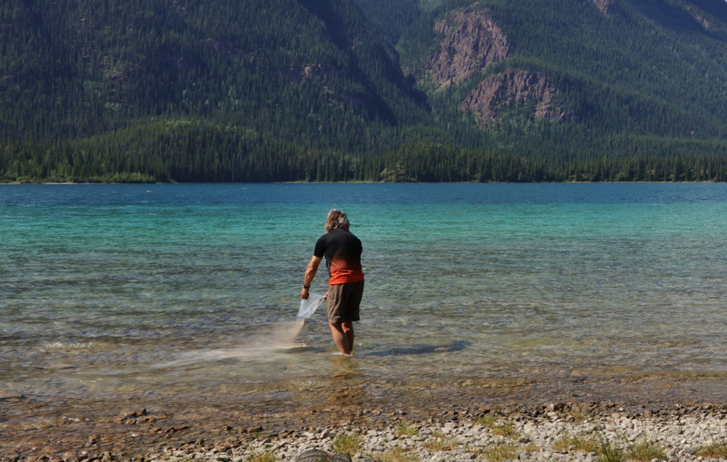 Spreading Dad's ashes in Muncho Lake, Alaska Highway