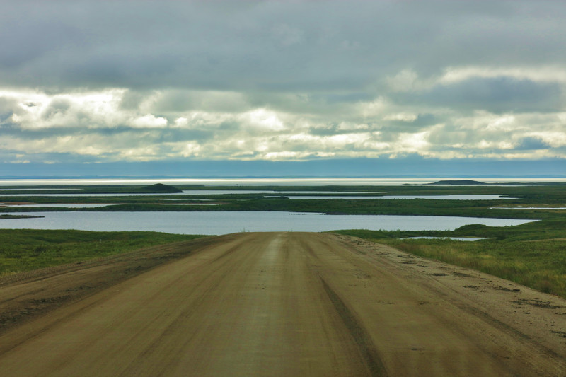 Leaving Tuktoyaktuk driving through the Mackenzie Delta