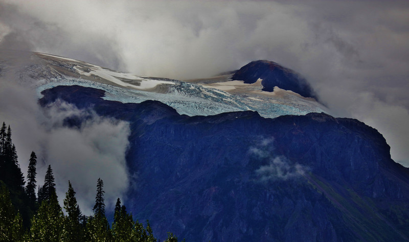 Glaciers in the clouds near Meziadin